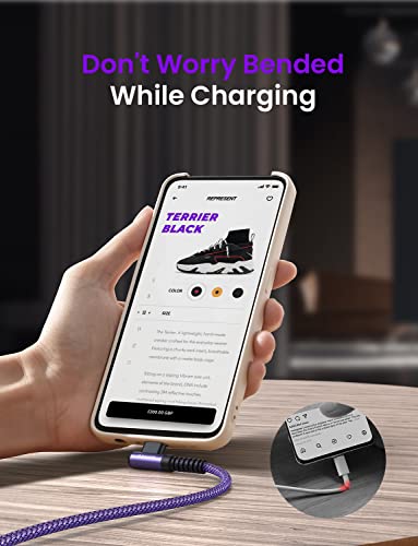 AINOPE USB C Charger Cable, 3.1A Type C Charger Cable Fast Charging, [2 Pack, 2M] Right Angle USB c Fast Charger Cable Compatible with Samsung Charger Type c, Huawei, Google Pixel, Sony Xperia, LG - color: Purple, size: 6.6FT+6.6FT
