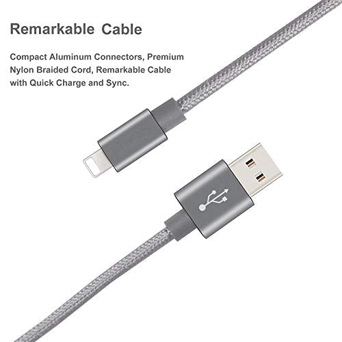RoFI Compatible Phone Cable, [2Pack] 4FT Nylon Braided Fast Charging USB Cord Replcement for Phone X 8 8 Plus 7 7 Plus 6s 6s Plus 6 6 Plus 5 5S 5C SE Pad Air Mini and More (2 Pack Grey, 4 FT) - color: 2 Pack Grey, size: 4 FT