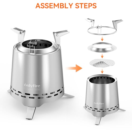 2-in-1 Wood Burning Fire Pit with Pot Rack, 7.8" Tabletop Fireplace, Silver | Portable Stainless Steel Camp Stove with Carry Bag for Camping, Patio, Backyard, RV & Tailgating, Smokeless Firepit, FP053 - color: Silver, size: 7.8"