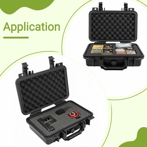 NineLeaf Waterproof Hard Case with Foam, Heavy Duty Protective Dry Box for Travel, Hunting & Tactical Use, IP67 Weatherproof Storage Case for Cameras & Valuables, 11.61 × 8.66 × 3.94 in, Black,2PK
