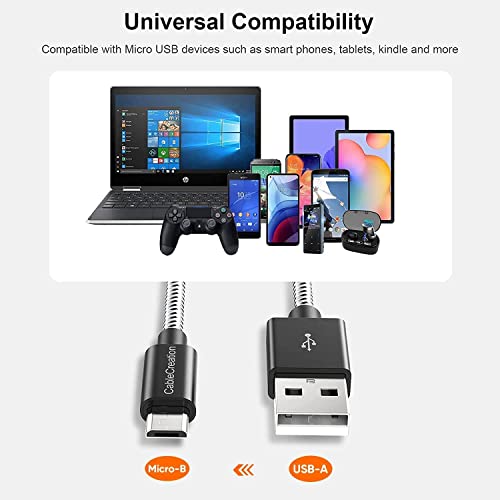 CableCreation Short Micro USB Cable, USB to Micro USB 24 AWG Triple Shielded Fast Charger Cable, Compatible with PS5/PS4, Raspberry Pi Zero, Chromecast, Phone, 0.5FT/6 inch Black - color: Black, size: 0.5FT
