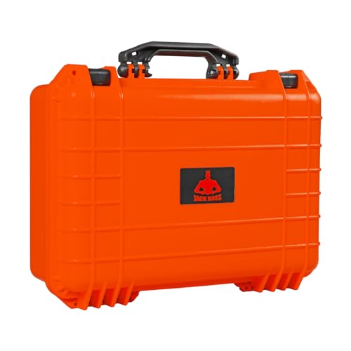 Jack Boss Waterproof Hard Camera Case with Pre-cut Foam,Orange | Portable Protective Hard Shell Case With Updated Plastic Material,Fit Drones,Camera,Equipments,18x13.6x6.8 Inch - color: ORANGE