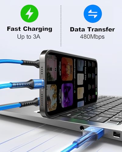 3 in 1 Charging Cable, Multi Charger Cable Universal Phone Cord 6FT, 2Pack - color: Blue, size: 6FT, style: USB A to Multiple Connectors