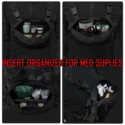 3 Piece EDC Elastic Bag Insert Pouch Panel Hook Backed Accessories Holder, Tactical Backpack Insert Modular Organizers and Storage Pouch - color: Green