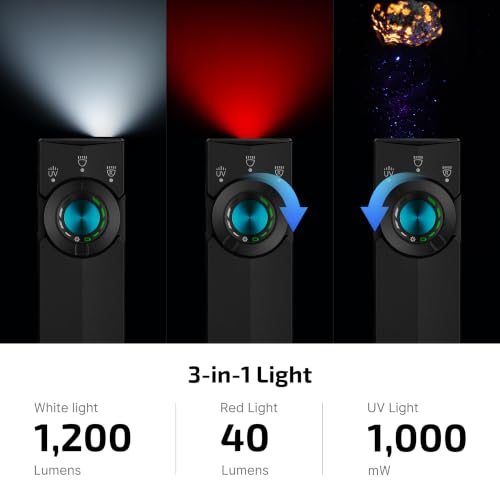 OLIGHT ArkPro Lite EDC Pocket Flashlight Rechargeable with UV Light, Black | Red Light, White LED, 1200 Lumens, USB-C, Magnetic, Portable Flat Flashlight for Pet Urine Detection, Camping, Emergency Work - color: Matte Black
