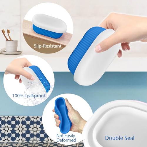 Leakproof Silicone Travel Soap Case with Drainage Layer, Silicone Bar Soap Holder Compact Portable Shatterproof Soap Container Box for Bathroom Gym Camp Travel Toiletries - color: Kleinblue, size: Clear Lid