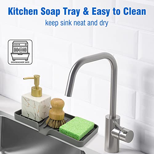 3-Pack Silicone Soap Dish, Sponge Holder for Sink, Kitchen Soap Tray, Bathroom Soap Holder, Sponge Tray with Drain (Grey) - color: Grey Style B