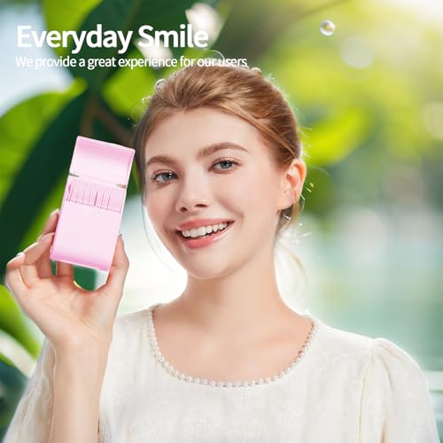 Portable Dental Floss Case 2 Box with 52 Count Floss Picks, Twin Line Design，Pink，Mint Flavor - Travel-Friendly Tooth Care Tool with Flossers Toothpick Holder - Oral Hygiene Essential. - color: Pink