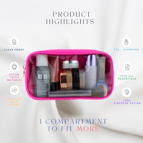 DANCOUR Clear Makeup Bag Mini Makeup Bag for Purse Mini Pouch Purse Clear Small Cosmetic Pouch Cosmetic Travel Case (Small, Hot Pink) - color: Hot Pink, style: Small