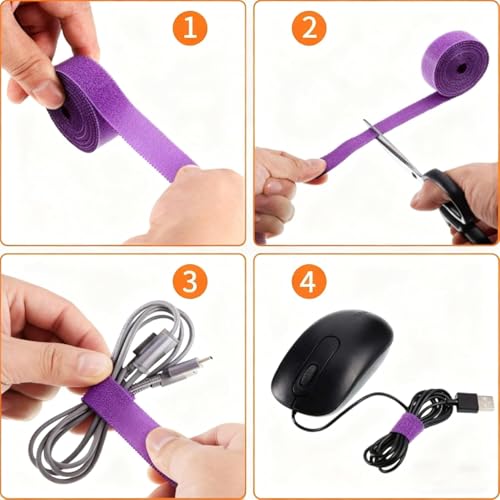IFNOW Hook and Loop Tape 32FT Reusable Fastening Tape Cable Ties Double-Sided Hook-and-Loop Cable Management Tie (Purple, 0.8IN) - color: Purple, size: 0.8"/32FT,1PCS