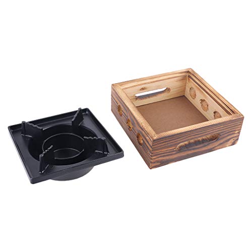 Alcohol Stove Iron & Wooden Portable Square Commercial Solid Stove Household Stove for Home Outdoor BBQ Camping
