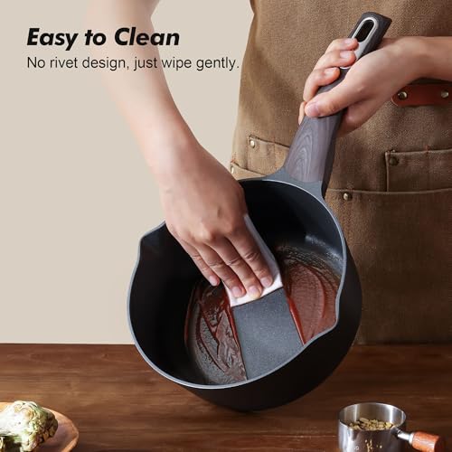 SENSARTE Nonstick Sauce Pan with Lid, 1.5 Quart Small Saucepan, Multipurpose Cooking Pot with Stay Cool Handle, Non toxic Kitchen Sauce Pot, Non stick Saucier Pan, Induction Comptable, PFOA Free - color: Classic Black, size: 1.5 Quarts