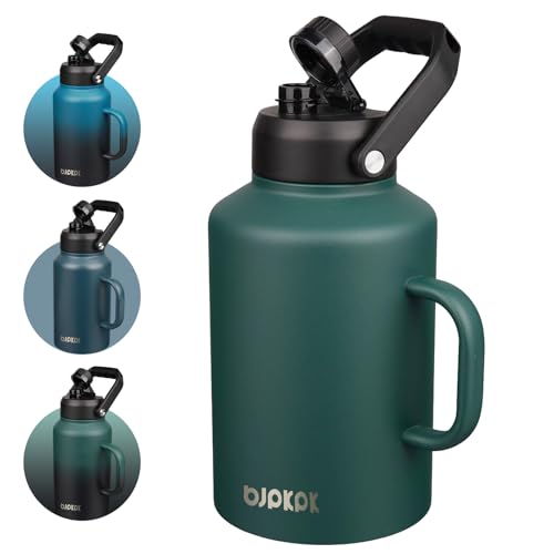 BJPKPK 128oz Stainless Steel Water Bottle, 1 Gallon Insulated Water Jug - color: Army Green, style: 128oz-Side Handle