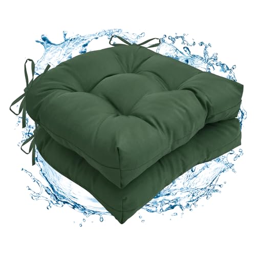 2 Pack Waterproof Outdoor Chair Cushions, Emerald Green - color: Green