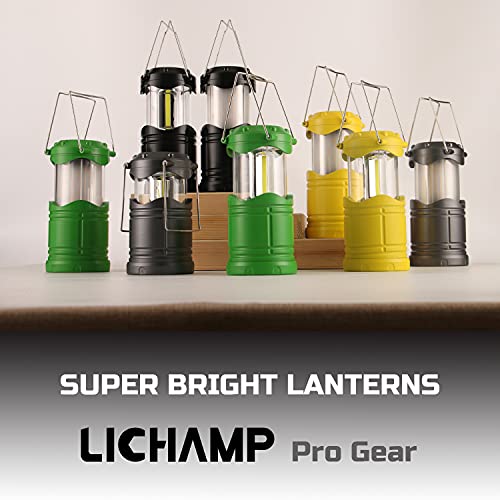 Lichamp 4 Pack LED Camping Lanterns Flame Lights, Green | Collapsible Flameless Candles Tea Lights Portable Battery Powered Camping Lights Emergency Supplies Kit, Dual Light Mode - color: Green