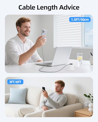 Right Angle USB C to USB C Cable 3FT 3Pack 65w | 90 degree braided 3FT USB C cable 65W fast charging for iPhone 17/16/15, Galaxy S25/S24, and all USB-C devices - color: Grey and White, size: 3FT