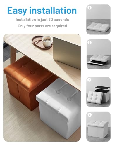 AmasSmile Ottoman with Storage,17" Folding Velvet Foot Rest Chest,White - color: White 1 Pack,, size: 17"*13"*13"inch