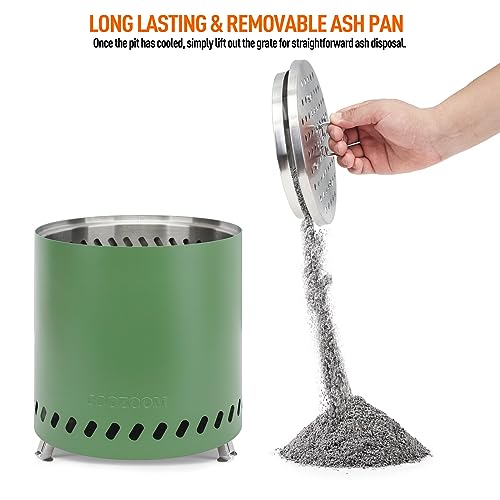 Portable Table Top Fire Pit with Stand, 8.6" Stainless Steel Mini Outdoor Low Smoke Burning Tabletop Firepit Fueled by Pellets or Wood, for Outside Camping Green - color: Olive Green, size: 8.6 Inch