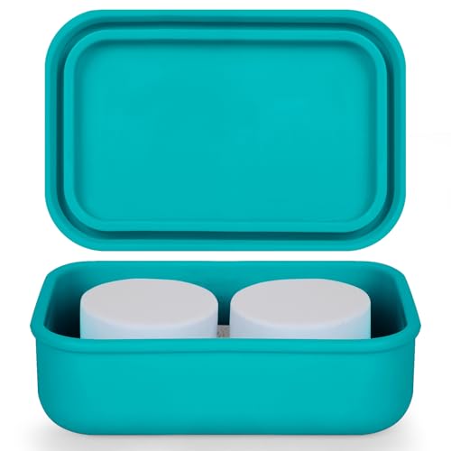 Leak Proof Travel Soap Case,Large Silicone Travel Soap Holder,Portable Soap Box with Drainage Layer,Bathroom Shatter Proof,Suitable for Travel, Bathroom, Camping, Gym(Green) - color: Green