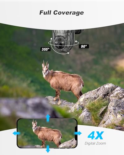 Xega 4G Solar Cellular Wildlife Trail Camera with SIM Card,No WiFi Outdoor | Live Streaming,2K HD,Night Vision,Motion Detection,Game Monitoring,Built-in SIM Only,Data Plan Subscription Required