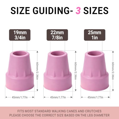 Crutch Tips 7/8 Inch Upgrade Heavy Duty Rubber Crutch Accessories Replacement Rubber Cane Tips, 4-Pack Pink - color: Pink-4 Pcs