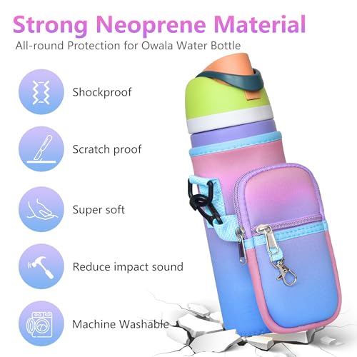 Water Bottle Carrier Bag with Strap, Fits Owala FreeSip 24/32 oz - color: Multicolor, size: 32 ounce