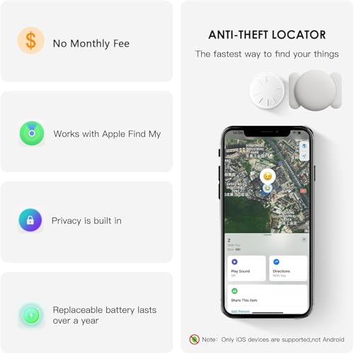 GPS Tracking Device,Real Time Vehicles Tracker with Magnetic Waterproof Case,No Monthly Fee Hidden Car GPS Tracker for Car Work with Apple Find My(iOS Only),No Subscription Required (White,2PCS) - color: White,2PCS