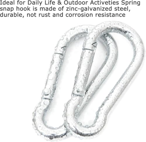 60Pcs Stainless Steel Carabiner Clip Spring-Snap Hook 1/4 in, M6 2 3/8 Inch Small Heavy Duty Carabiner Clips for Hammock, Punching Bag, Swing, Gym