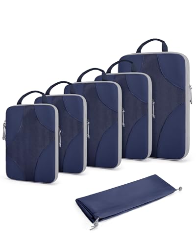 Bagsmart Compression Packing Cubes, Travel Bag Cruise Ship Essentials - color: Navy Blue, size: 6 Set