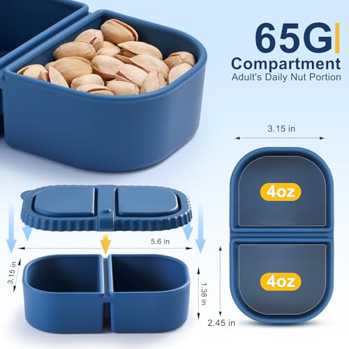 3 Pack Silicone Reusable Snack Containers with Lids - 8 oz Double Compartment Snackle Box for Kids & Adults, BPA-Free & Leakproof, Small for Dressing, Snacks, School, Office, Picnic - color: 2-Compartment (3-Pack)