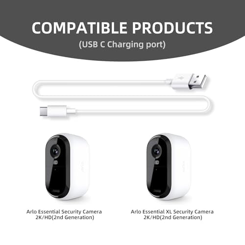 2 Pack 10FT USB C Camera Power Cable for Arlo Essential 2K, Alro Essential 2nd Generation, Blink Outdoor 4 4th Generation, Petcube Cam 360 Outdoor Security Camera Charger Charging Cord