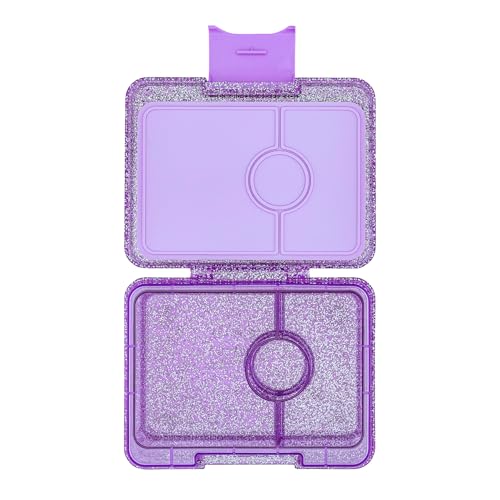 Yumbox Snack Box, 3 Compartments, Leakproof, Princess Purple | Glitter | Removable Compartment Tray | Easy-Open Single Latch | Lightweight & Compact | Perfect for Snacks & Sides - color: Princess Purple Glitter