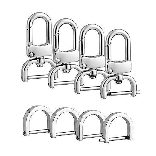 4pcs Detachable Snap Hook Swivel Clasp with 4pcs D-Rings Screw in Shackle for DIY Purse Strap Replacement (Silver,3/4 inch) - color: Silver, size: 3/4 inch