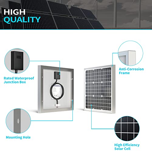 ACOPOWER 50W Mono Solar Panel,Waterproof Built-in Blocking Diode Small Solar Panels– Efficient 12V Battery Charger for RVs, Boats, and Off-Grid Applications | 50W monocrystalline solar panel with waterproof design and blocking diode, ideal for RV, boat, m