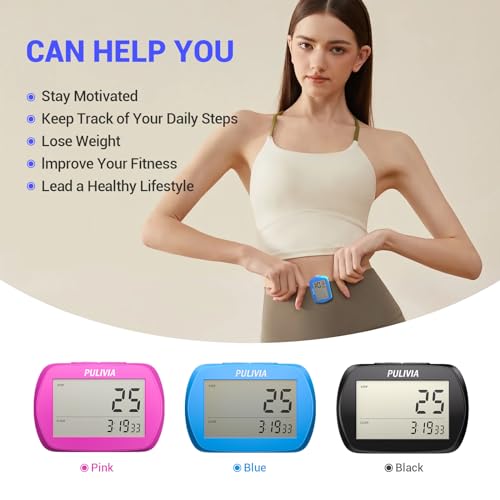 Pedometer for Walking 3D Step Counter with Clock, Accurate Steps Tracker Portable Pedometer with Clip, Simple Walking Step Counter