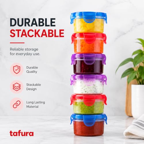 Tafura Dressing Containers, 6 Pack, 2.7 Oz, Leakproof BPA-Free Cups - color: 6 PACK - 2.7 OZ - MULTI COLOR