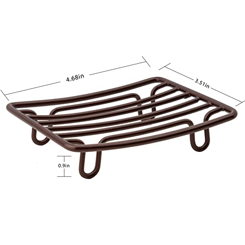 Bar Soap Dish Holder for Shower Bathroom Stainless Steel Rust Proof Self Draining, Bronze-1 Pack - color: Bronze-rectangular 1p
