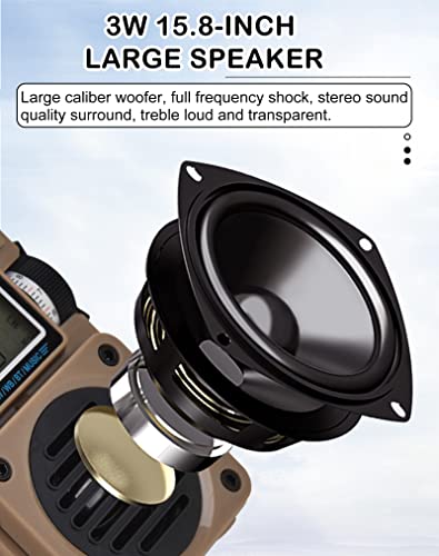 Radio, Bluetooth Speaker Support MicroSD Card, FM MW WB Shortwave Receiver with NOAA Alerts and Sleep Timer, Rechargeable Retro Digital Radios with Backlit and Alarm for Camping HRD701 - color: Brown