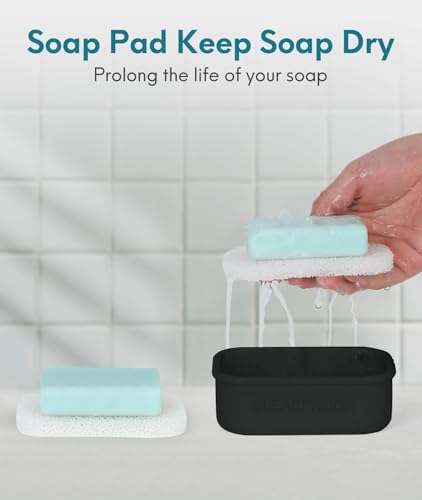 Quatish Compact Leakproof Travel Soap Case, Silicone Soap Box with Draining Layer, Enhanced Soap Container, Suitable for Camping, Gym, Bathroom, Outdoor Essentials, Black - color: Black, size: Regular