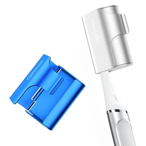 Aluminum Toothbrush Head Cover Cap, Tooth Brush Travel Protector Case - color: Silver+Blue, size: 2 Count