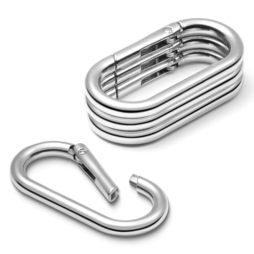 4pcs 2" Oval Spring Keyrings, Large Keychain Carabiner Clips, Spring O Rings Buckles for Purse Clip, Bag Strap Clasp, Backpack Charms, Dog Tag, Car Keyring Accessories (Silver) - color: 2" Length Silver 4pcs