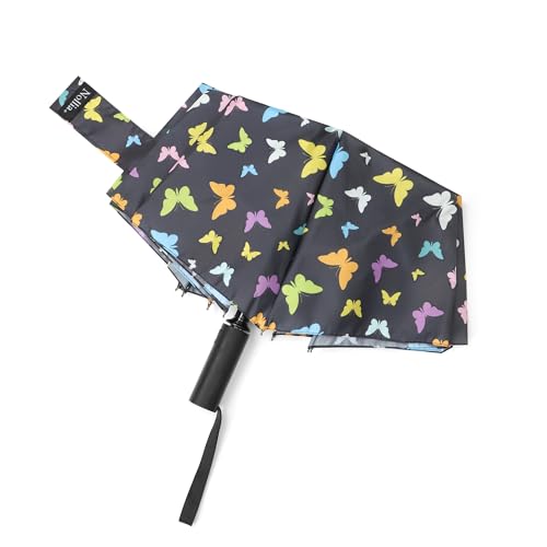 Nollia Compact Travel Umbrella with Auto Open – Windproof Folding Umbrella, Lightweight & Portable for Rain - color: Z.D. Butterfly