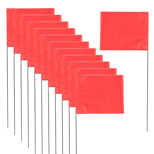 Marking 50 Pack Yard Flags - 12 x 2.5 x 3.5 Inch Landscape Flags for Lawn, Survey, Sprinkler, Irrigation (Red) - color: Red, size: 50Pack