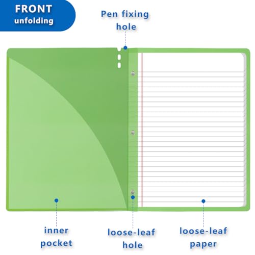 3 Ring Weatherproof Binder Notebook Kit with Waterproof Cover and 300 Pages All-Weather Loose Leaf Paper 8.5"x11" for Outdoor Tactical Field Camping Note (Green)
