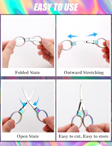 4Pcs Folding Scissors for Travel, Small Folding Badge Scissors for Nurses