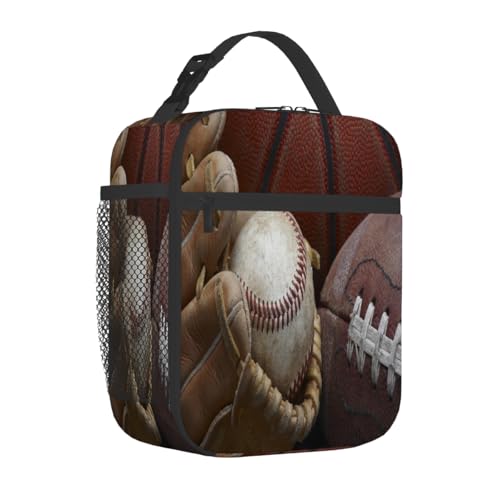 Pardick Worn Baseball Tote Lunch Box Insulated Lunch Bag Tote Cooler Freezable Meal Prep Bag Waterproof Leakproof Cooler Lunch Container For Picnic Office - color: Baseball 4