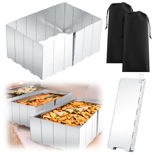 MorningRo 2 Pcs 40 Plate Camping Stove Windscreen Stainless Steel Folding Wind Cover with Drawstring Bag Windscreen for Camping Stove Picnic Backpacking Alcohol Stoves Wind Shield (Sliver) - color: Sliver