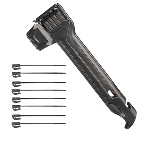 Northroad Tent Stake Hammer with 8 Pack Tent Stakes,Black Lightweight Camping Mallet with Nail Puller & Bottle Opener,Heavy Duty Tent Peg Hammer for Camping&Hiking - color: Black