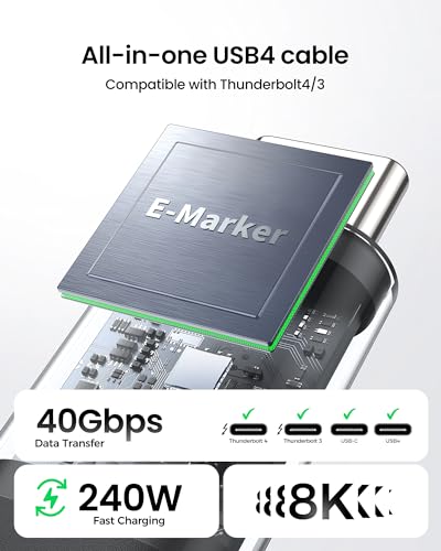 Silkland 40Gbps USB 4 for Thunderbolt 4 Cable 6.6FT, 8K/Dual 4K, 240W PD3.1 | 4K@240Hz, MST Support, Braided USB C Video Cable Compatible for MacBook, iPhone 17/16, Monitor, SSD, iPad, Dock - size: 6.6FT