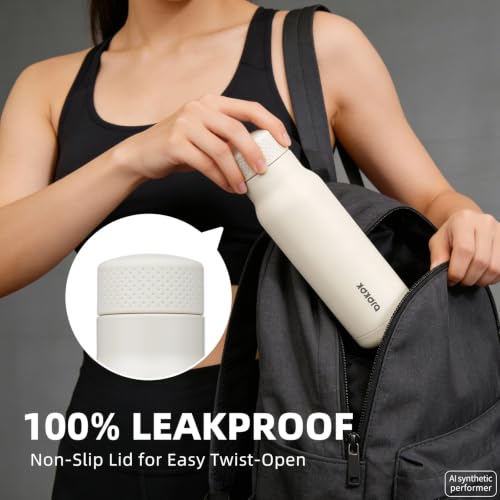 BJPKPK 21 oz Insulated Water Bottle, Leakproof Stainless Steel Flask | Double Wall Vacuum, Keeps Hot/Cold, Metal, BPA Free, Dishwasher Safe, Slim, Cupholder, Narrow, Reusable, White - color: White